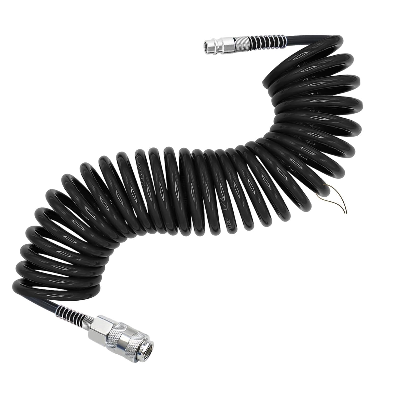 Manguera Compresor Espiral max 10 Bar, 5 x 8 mm Manguera Compresor Aire con Conector de 1/4", 6 m Accesorios Compresor Aire, Negro, para Suministro de Aires Comprimido