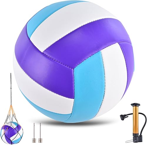 Miniatura 9 de Volleyballs Official Size 5, Waterproof Soft Bulk Recreational Volley Balls with Pump and Net Bag for Indoor Outdoor Beach Pool Water Sand Game