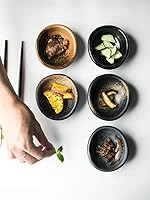 Vista 4 de Colias Wing Juego de 5 platos de porcelana multiusos de 3.5 pulgadas, estilo retro, color negro/marrón, con diseño elegante