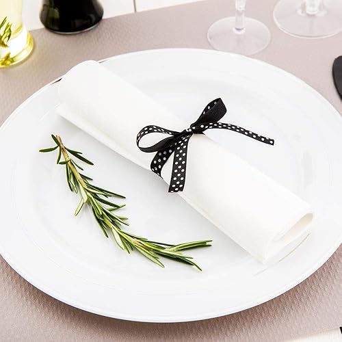 Miniatura 4 de Argento - Juego de cubiertos de plástico de 7.3 x 2 pulgadas, 100 cubiertos de plástico con servilleta blanca, cinta de lunares, envuelta