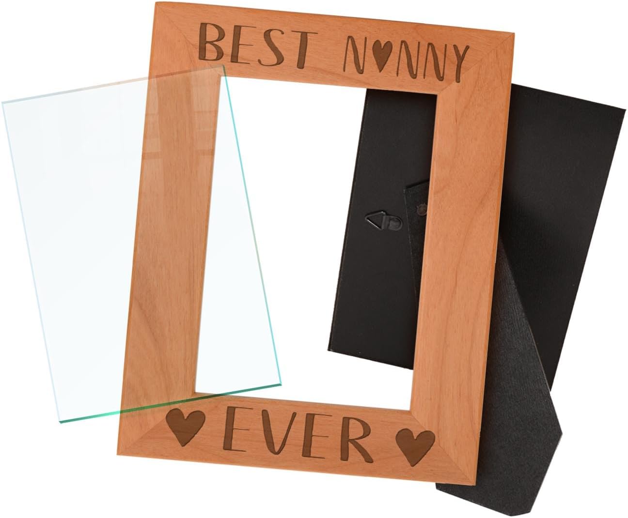 ThisWear Inspirational Gift For Nanny Best Nanny Ever Heart Family Wood Engraved Portrait 5x7 Photo Frame