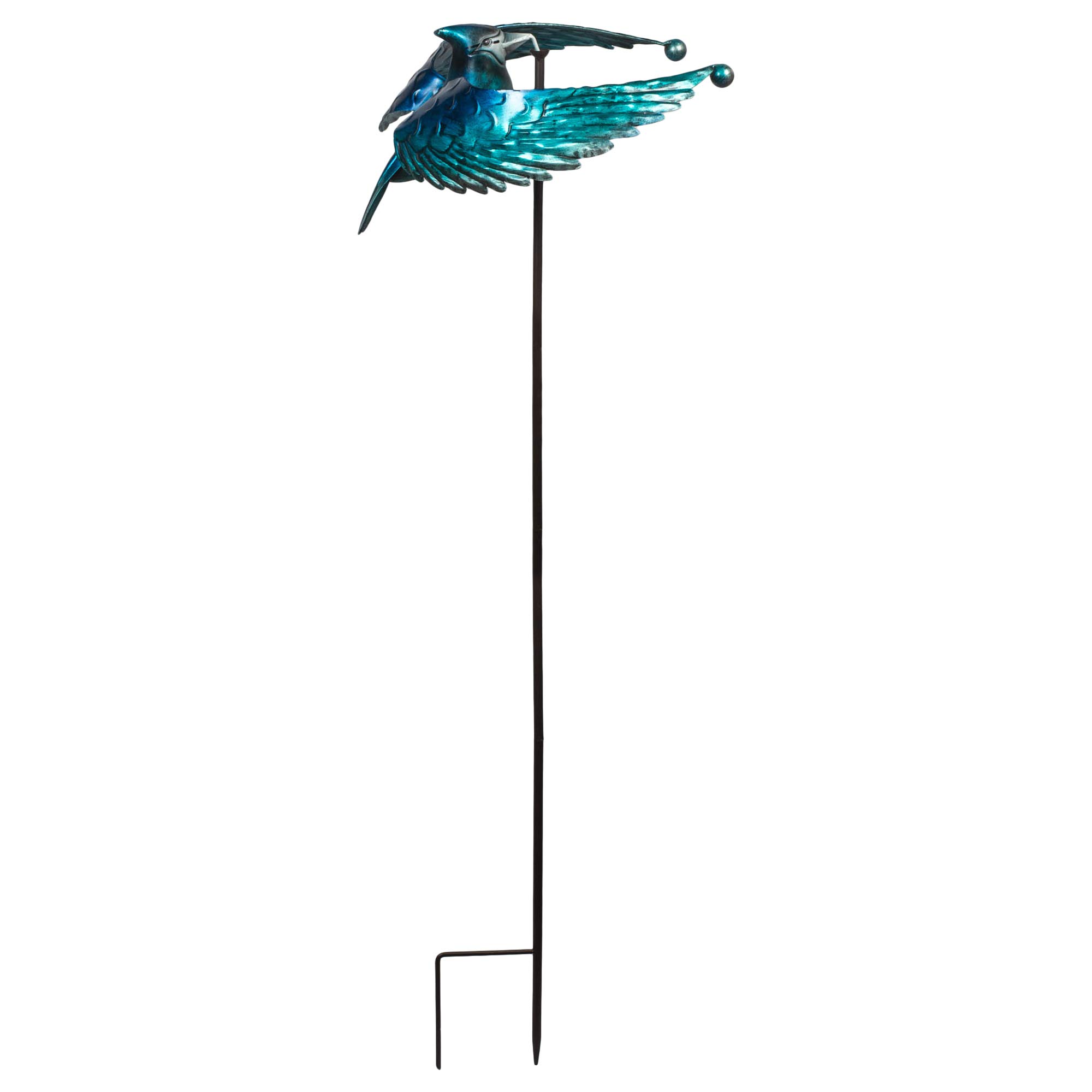 Sunset Vista 93492 Nature in Motion Spinner Garden Stake, 45-Inch, Blue Jay Bird