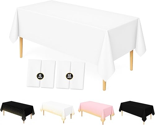 Miniatura 5 de Mantel de plástico desechable de alta calidad para mesas rectangulares de 54 x 108 pulgadas, mantel decorativo para fiestas, cumpleaños, eventos,
