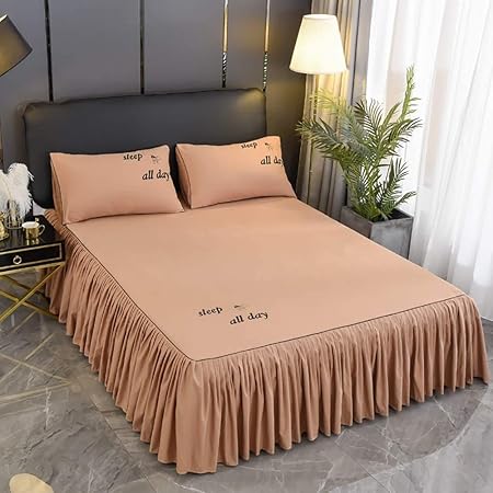 Linen Market Jupe de lit plissée King size Chocolat