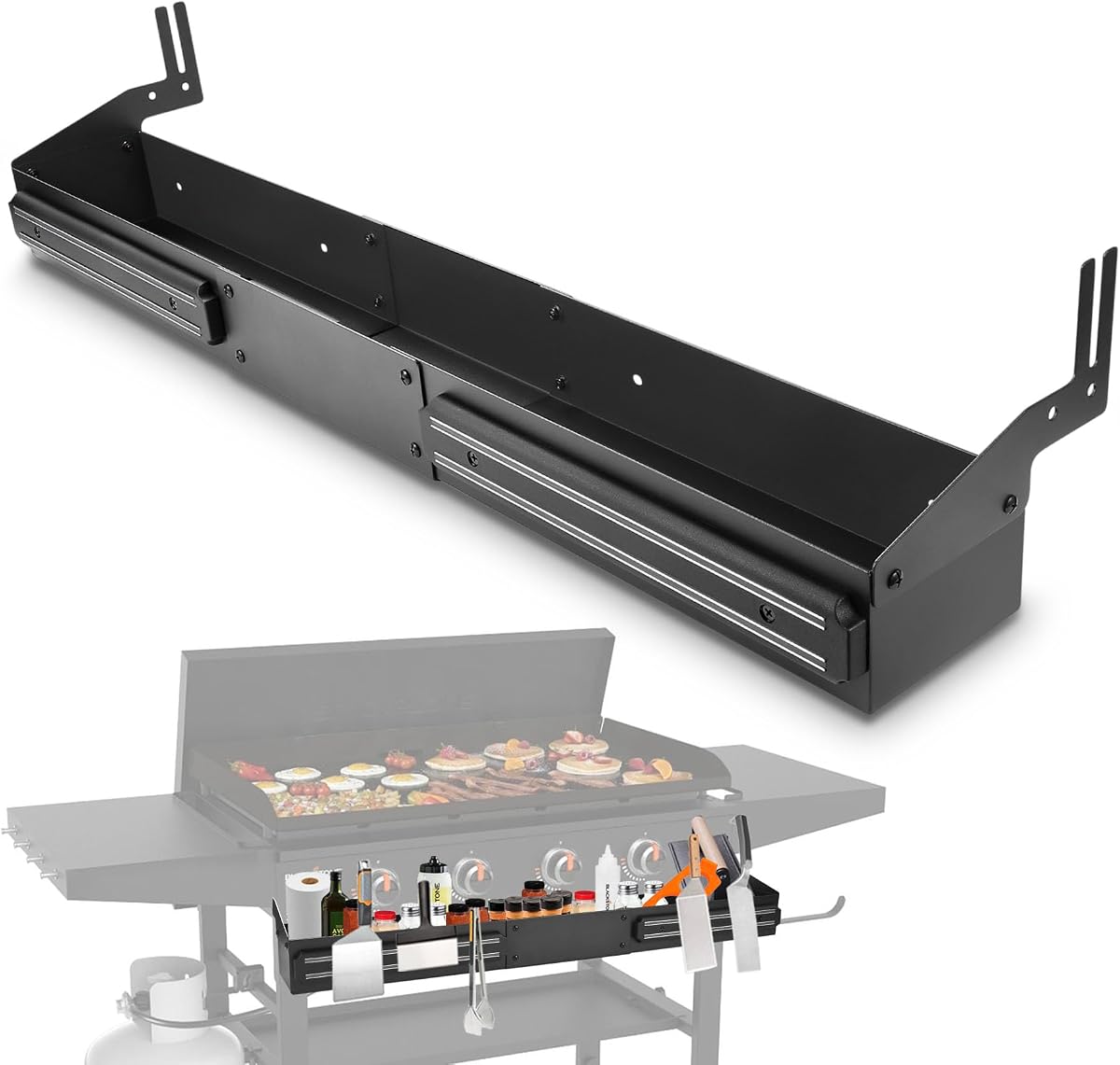 Front Griddle Caddy for Blackstone 36 Inch Griddle | Large Capacity Utensil & Condiment Organizer with 2-Pack Magnetic Tool Holder for Mess-Free BBQ, Easy-Access Grill Caddy