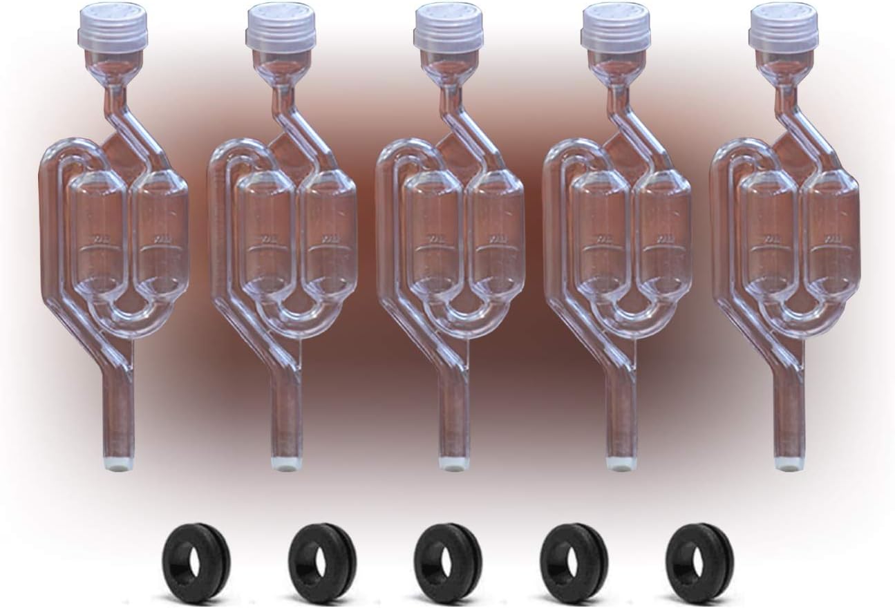 – 5 x Airlock S-Bubble Type with Grommets