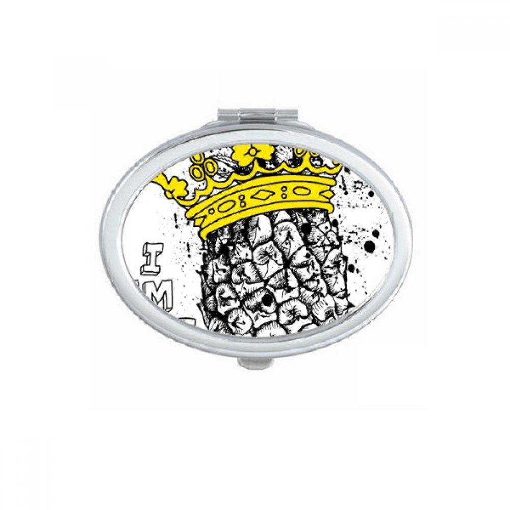 Miroir de maquillage compact motif fruit tropical jaune et multicolore