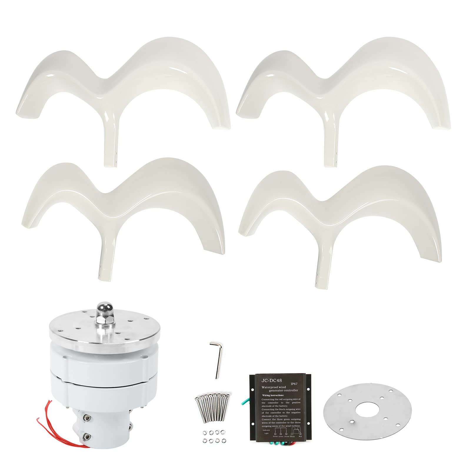 Fafeicy Generatore Eolico Verticale 600W Tipo Zucca 4 Pale (48V)