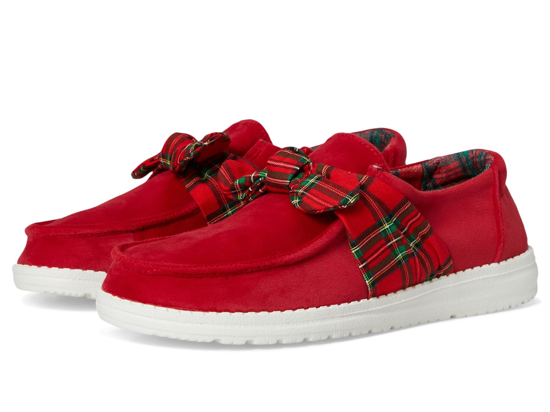 Hey Dude Womens Wendy Bow Tartan Plaid Red Plaid 5 Medium-image-19