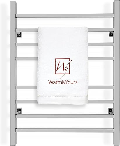 WarmlyYours TW-SR08PS-HP Sierra - Calentador de toallas de baño eléctrico con calefacción, conexión doble, cableado y enchufable, montaje en pared,