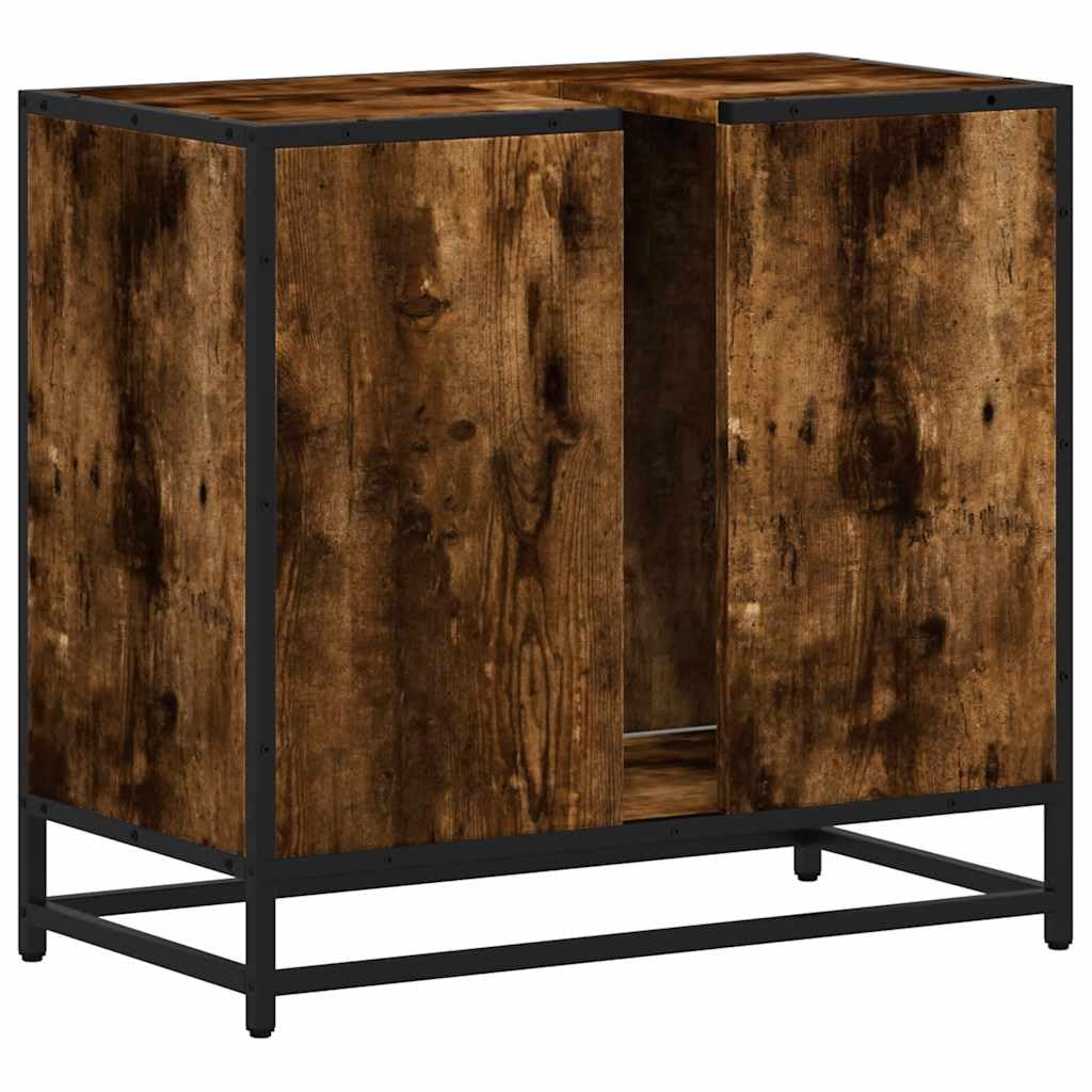 vidaXL Mueble de baño para Lavabo Roble Ahumado 65x33x60 cm, Armario de Lavabo de baño, Mueble de Lavabo de baño, Mueble de Lavabo, Mueble de baño