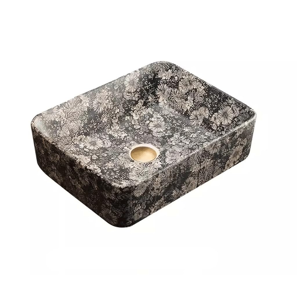 WDSOPK Sink Vessel Outdoor Courtyard Retro Ceramic Table Basin Wash Single Home Balcony Sink,One Color-B