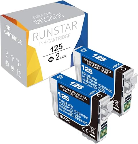 Run Star Cartucho de tinta remanufacturado negro 125 T125 de repuesto para Epson 125 T125 uso para impresora Epson Stylus NX125 NX127 NX230 NX420 2