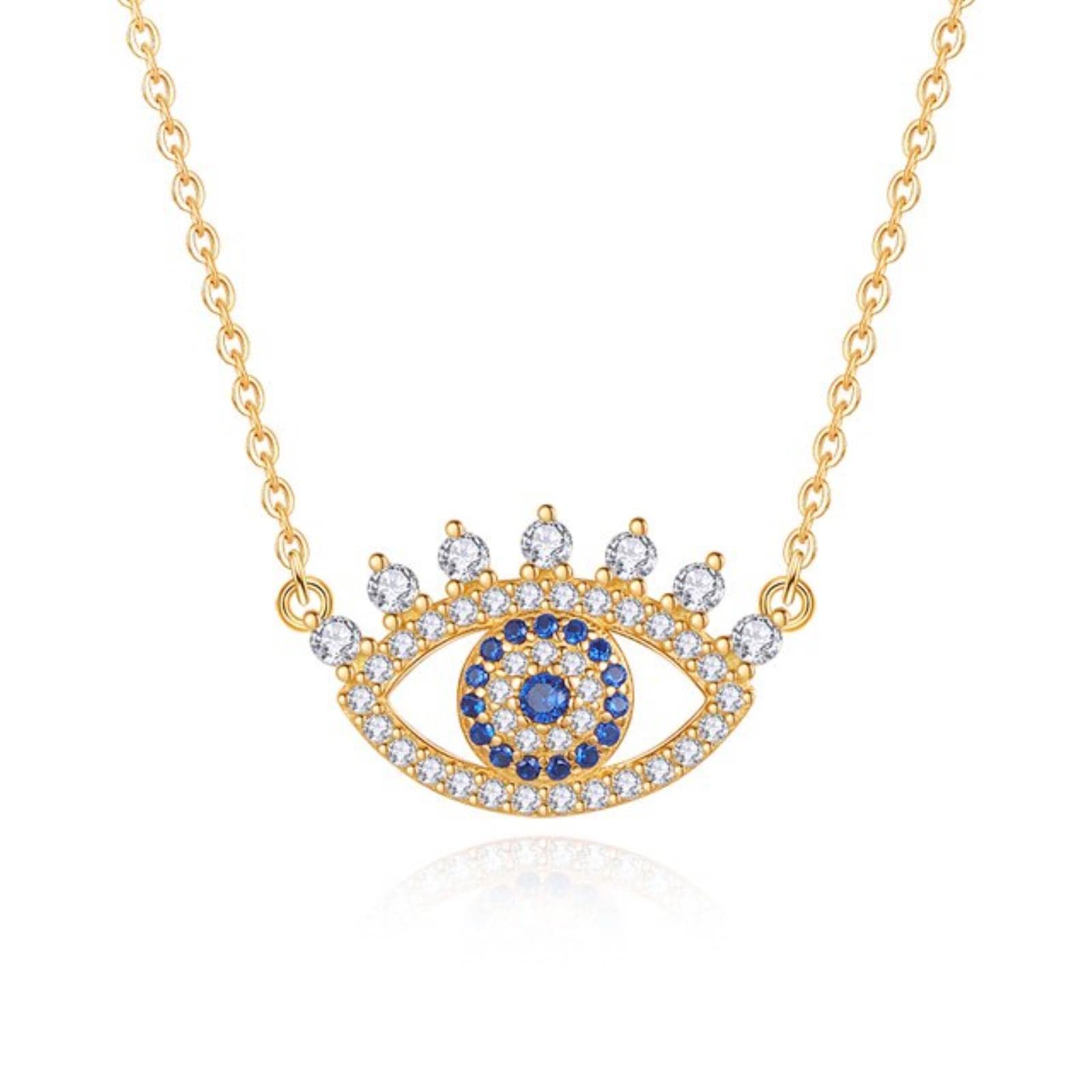Joyería para mujer, collar con colgante de ojo de corazón de la suerte, cristal de plata malvado turco, joyería para mujer