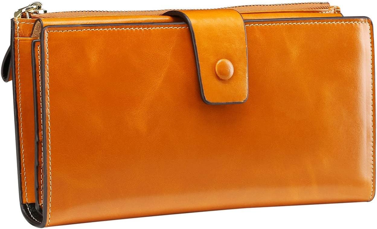 Itslife Womens Wallet Leather RFID Blocking Large Capacity Luxury Wax Genuine Clutch Wallet Ladies Card holder - Image 3