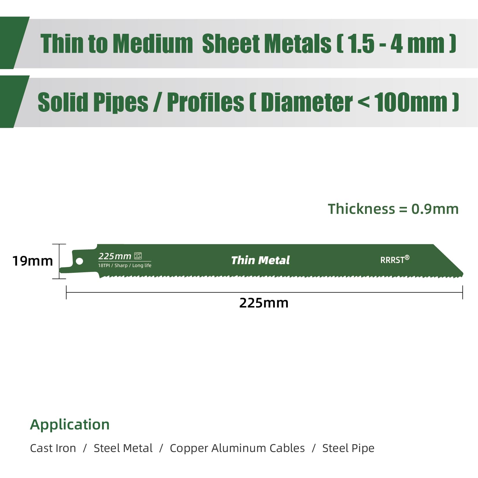 Juego de 6 hojas de sierra sable de 225 mm, 3 piezas 14TPI para metal pesado, 3 piezas 18TPI para corte fino de metal, fácil y duradero