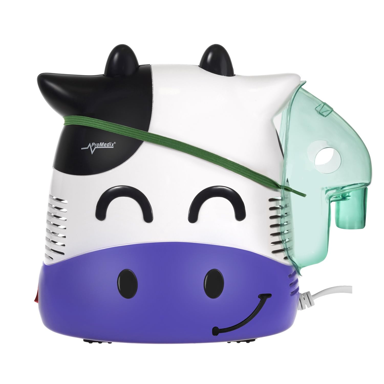 Kinder Inhalator + Infrarot-Thermometer Set | Leises Inhalergerät für die Familie | Kinderfreundliches Design, Inklusive Masken für Kinder und Erwachsene | Temperaturmessung (Kuh)