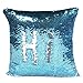 JOTOM Fodera per Cuscino Paillettes Reversibile Bicolore Colore Magico Federa per Divano Famiglia Soggiorno Camera da Letto Decorazione, 40x40cm(Blu Argento)