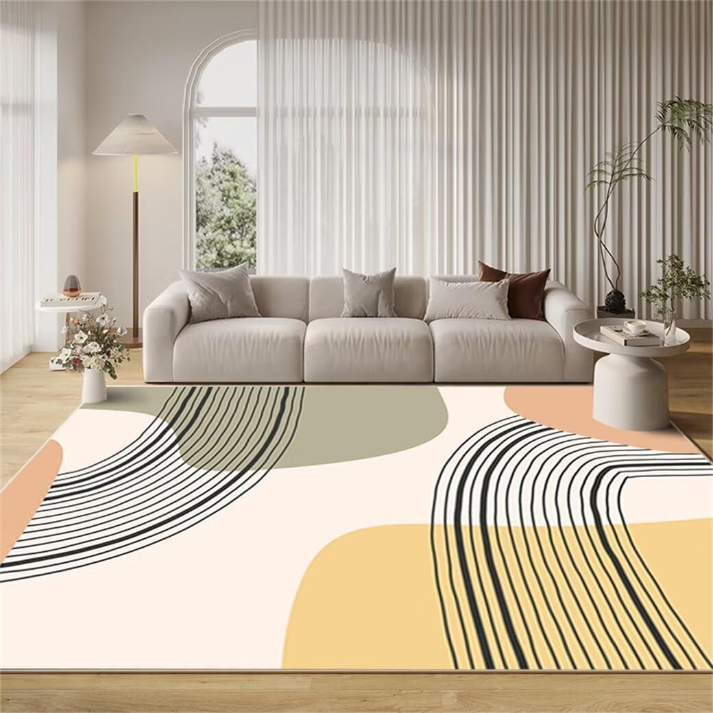 Tapis enfants crème à rayures pour créer un coin de jeu cosy
