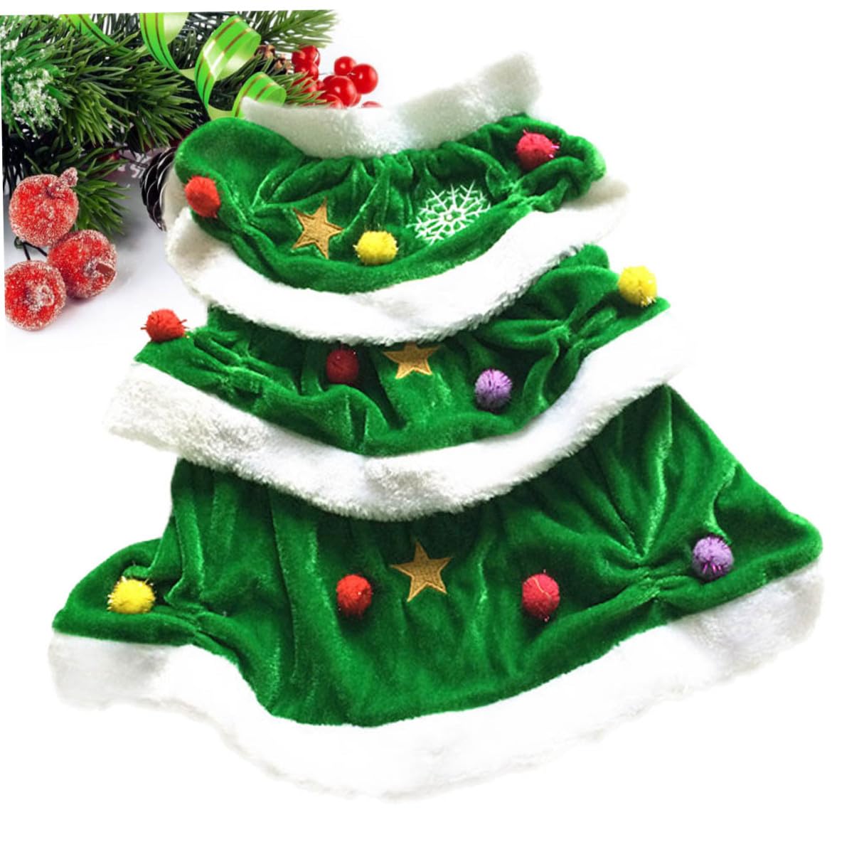 UPKOCH 2 Piezas Disfraz Navidad Perros Pequeños Ropa Perro Invierno Cálida Comodidad Vestido con Capucha Árbol Navidad Verde S Fiesta Mascotas