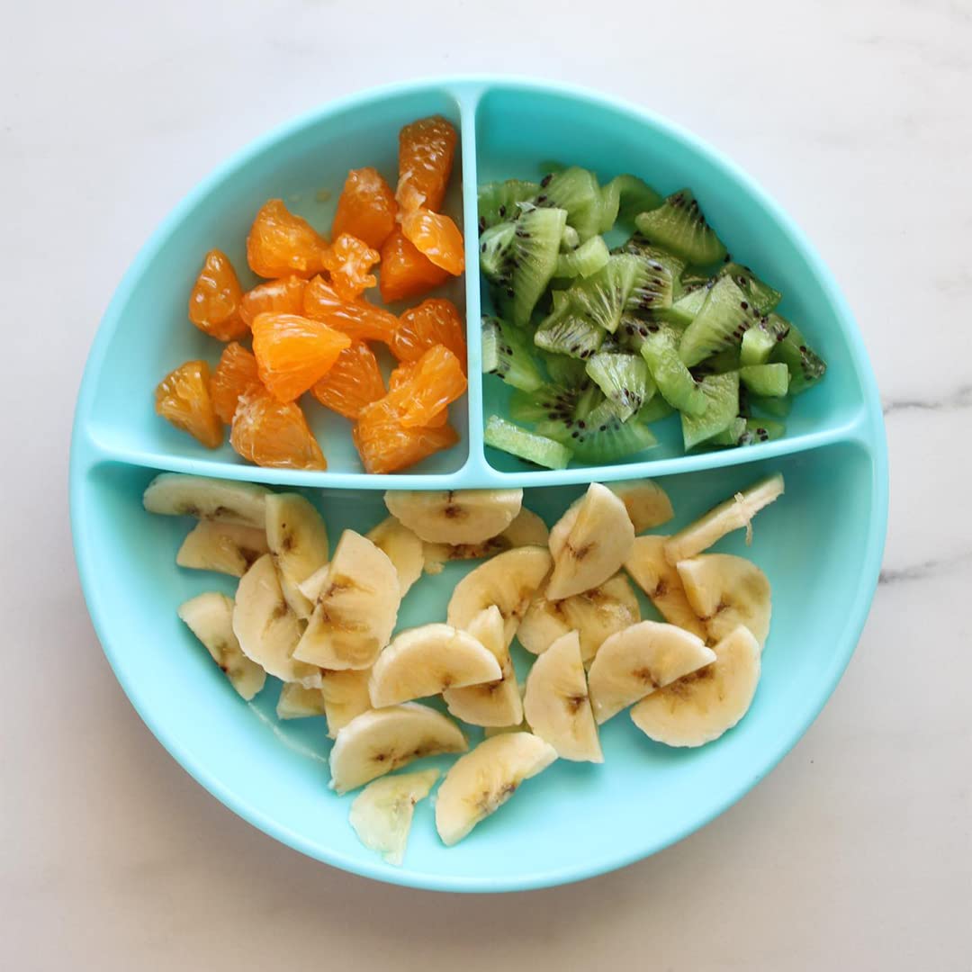 Twistshake Assiette Divisée Avec Couvercle Hermétique | Sans BPA | 3 Compartiments Pour l'Apprentissage | Alimentation Bébé 6 Mois+ | Gris Bleu