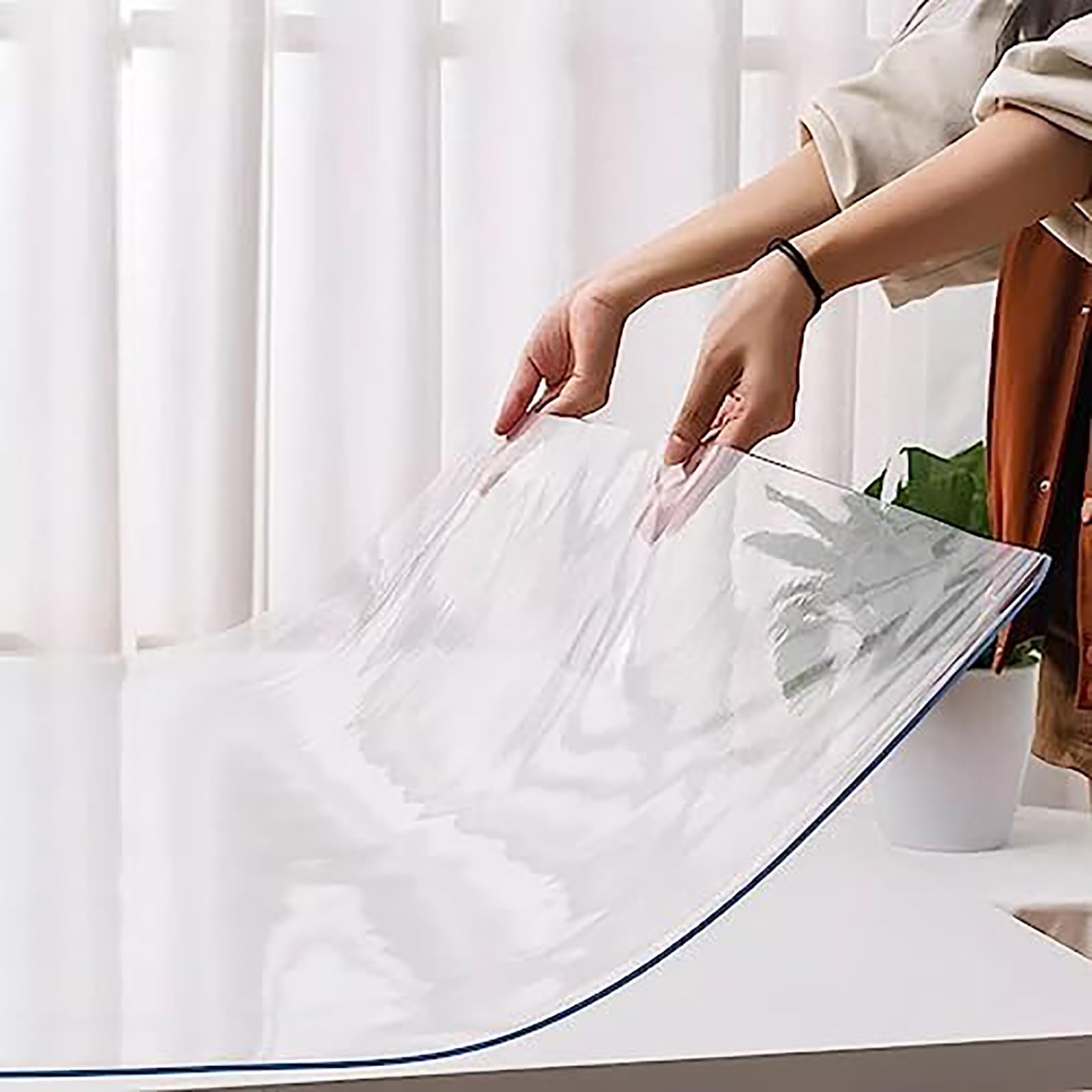 Generico Tappetino da Scrivania Trasparente, 2mm Copertura per Tavolo Grande, Sottomano da Scrivania, in PVC, Resistente al Calore, Impermeabile, per Ufficio e Casa(Glassato,W90xH120cm)