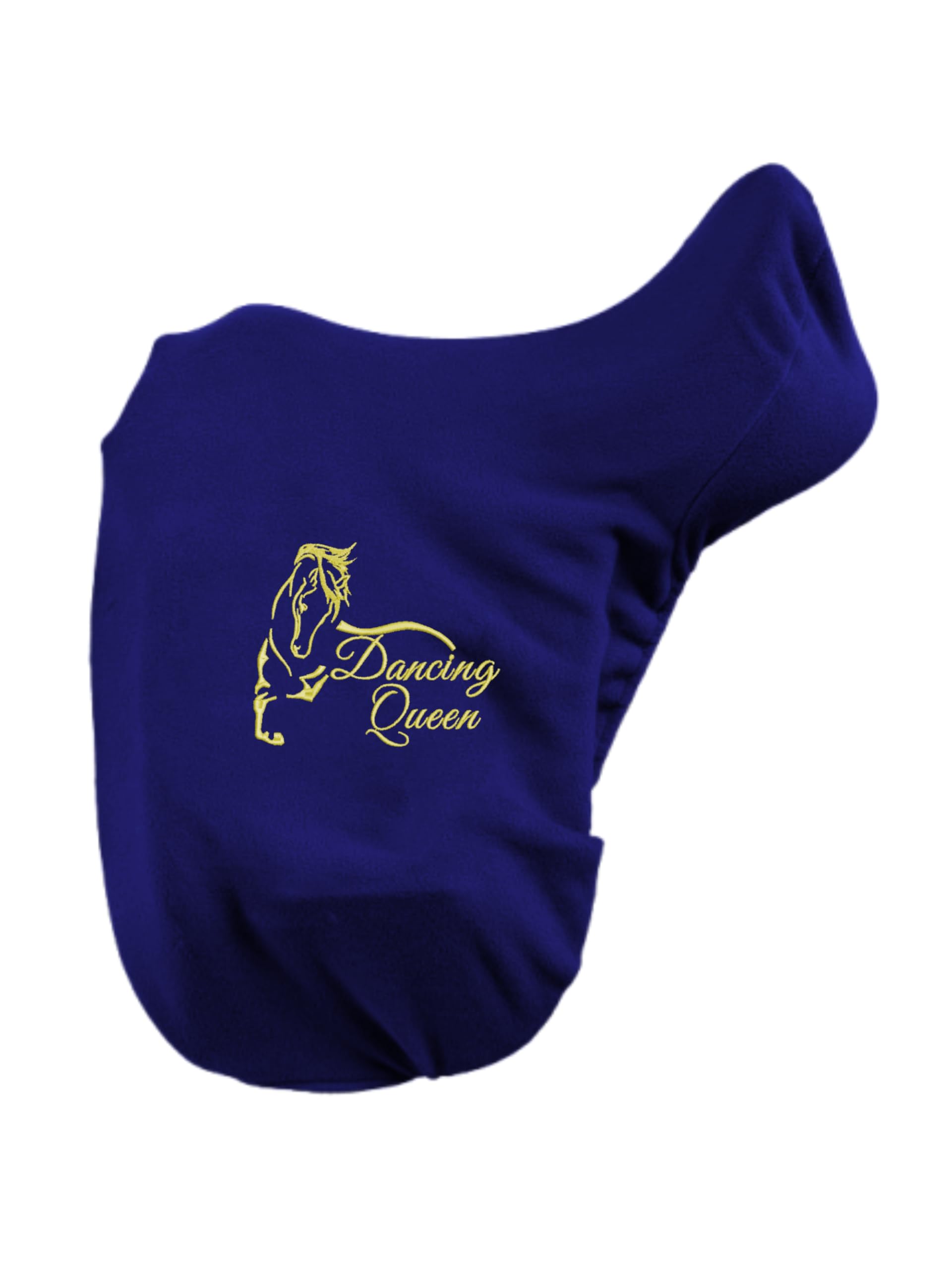 Personalised Embroidered Fleece Saddle Cover, Pony/Cob or Horse Size Lots of Colors (Embroidery on both sides, Navy, Horse)