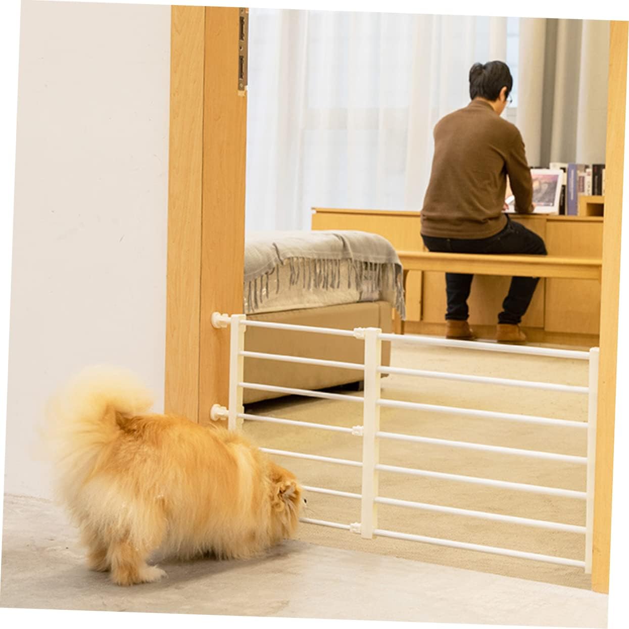 Indoor and Pet Safety Gate Walk Through Doorway Barrier for Dogs High Fits Wide Easy to Install for Home Use