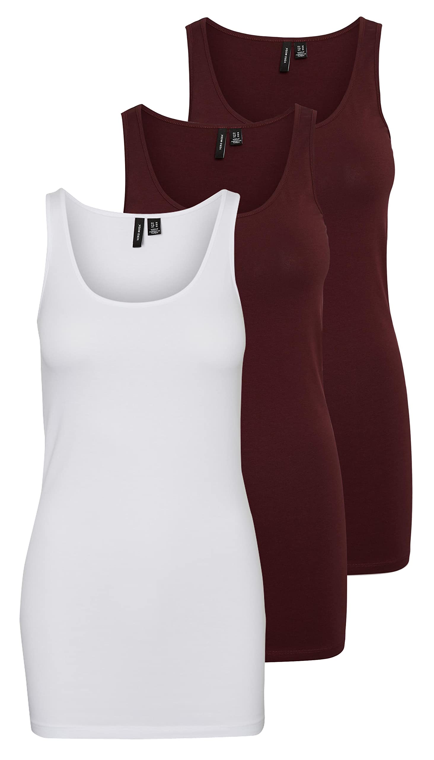 VERO MODA Female Tank top, Pack of 3 - Red - M