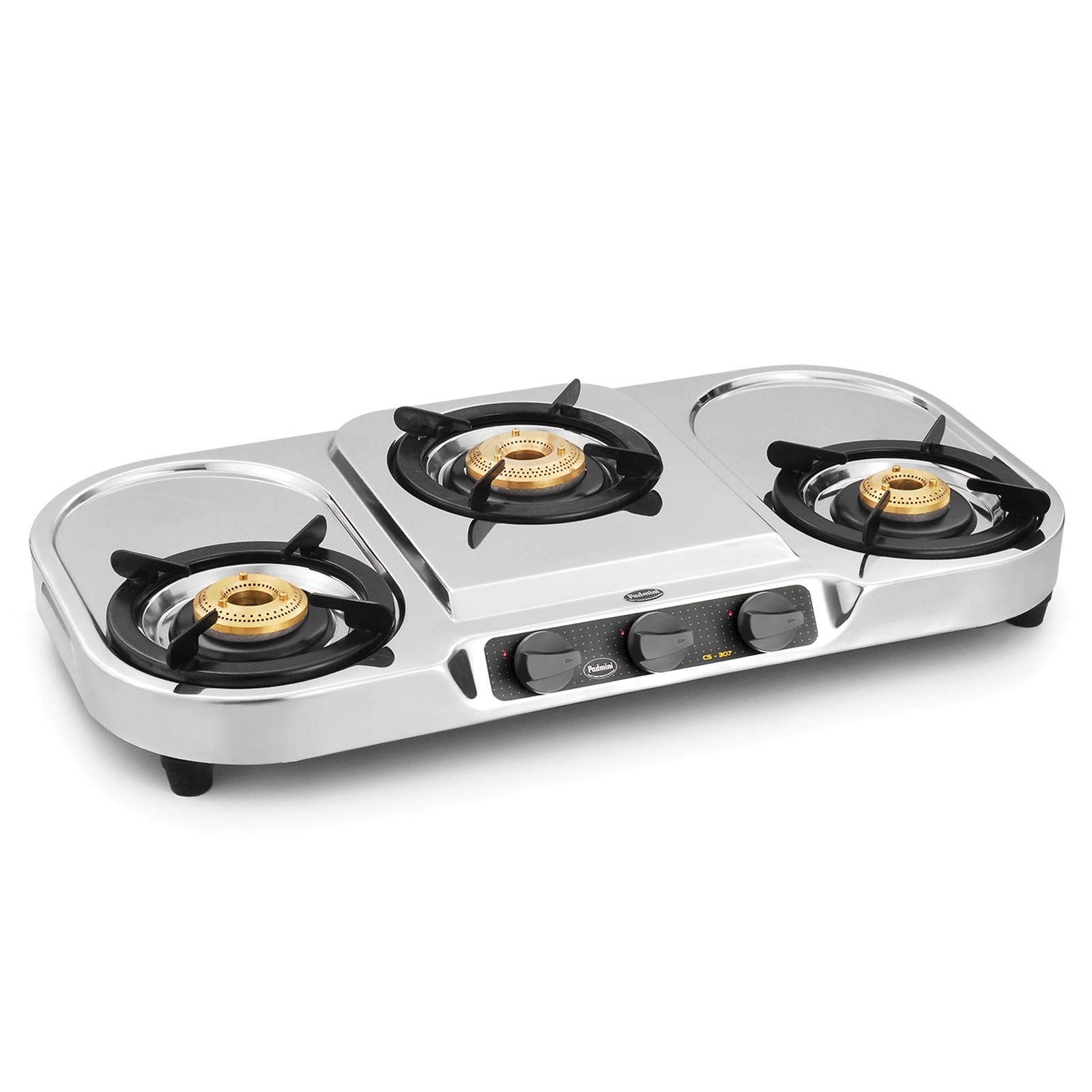 Padmini Stainless Steel 3 Burner CS 307 HF LPG Manual Gas Stove with High Flame Burner (Silver)-image-8