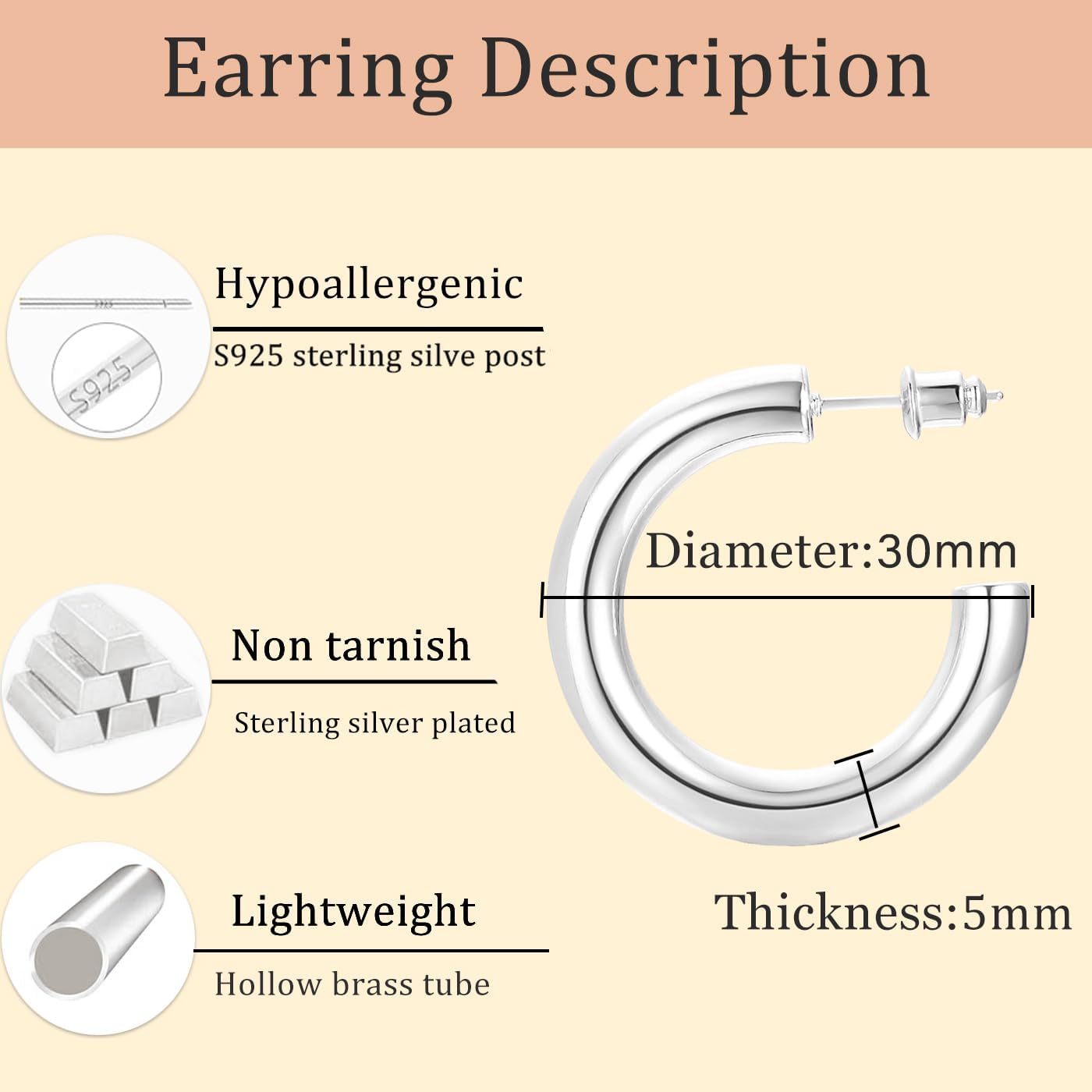 Cocadant Sterling Silver Hoop Earrings for Women,14K Real Gold Plated Hypoallergenic Hoop Earrings with Elegant Gift Box - Image 4