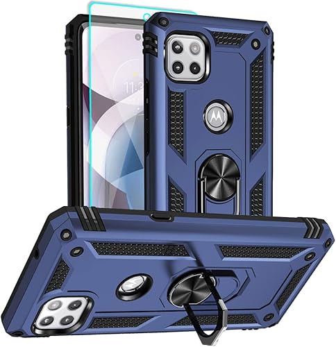 Miniatura 1 de Funda para teléfono Motorola One 5G Ace, Moto One 5G Ace con protector de pantalla HD, grado militar de 16 pies probada en caídas, anillo protector