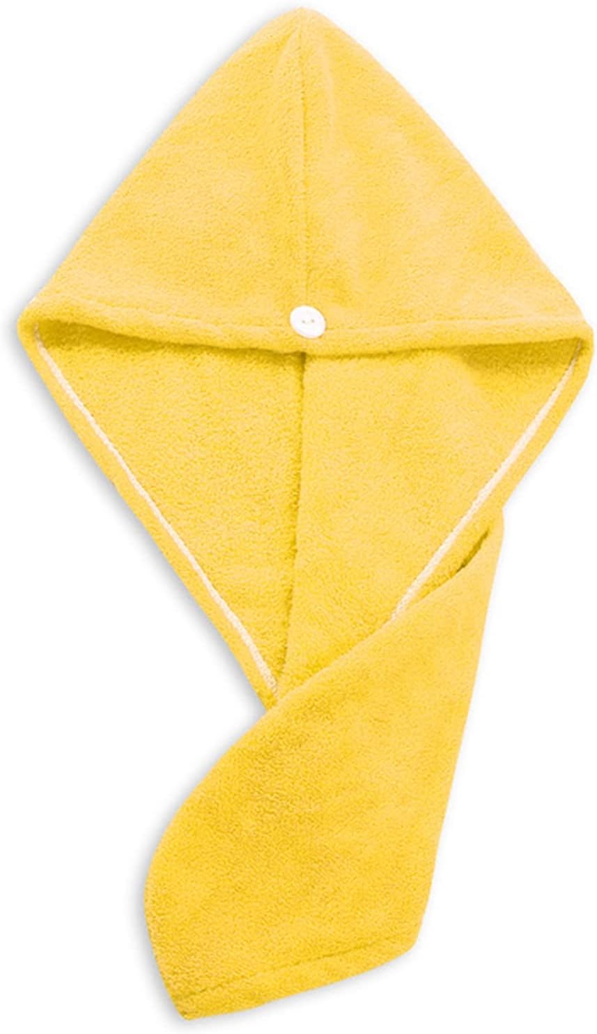 Bath Towels Beach Towel Hair Towel Twist Drying Towels Twist Microfiber Thicken Cap with Button for Women Super Absorbent Quick-Drying Hair Care Cap Towels Bath Towels (Color : Onecolor Size : Yell