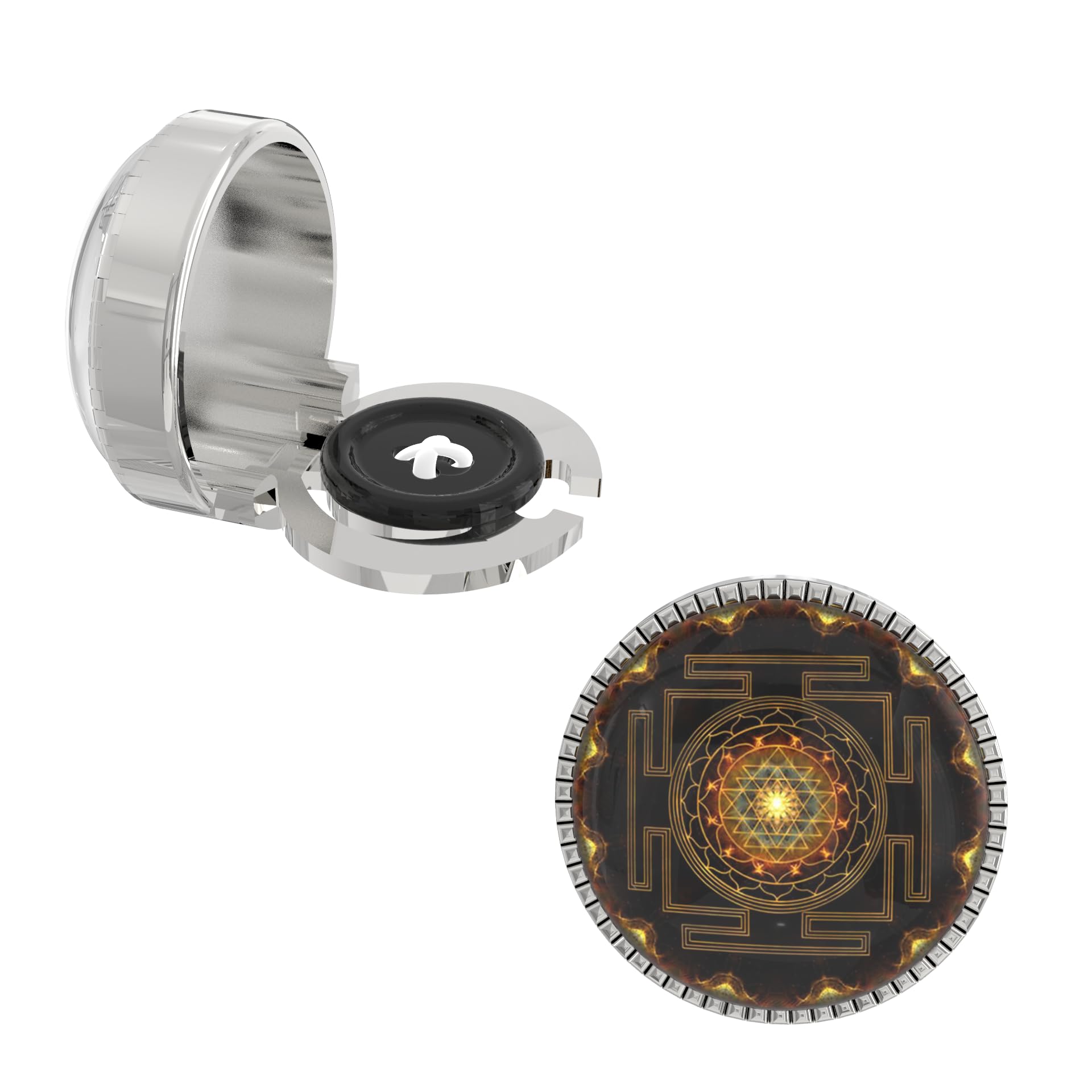 the smart buttons – Snap-on Shirt Button Cover Cufflinks Set for Men - Sri Yantra-picture-14