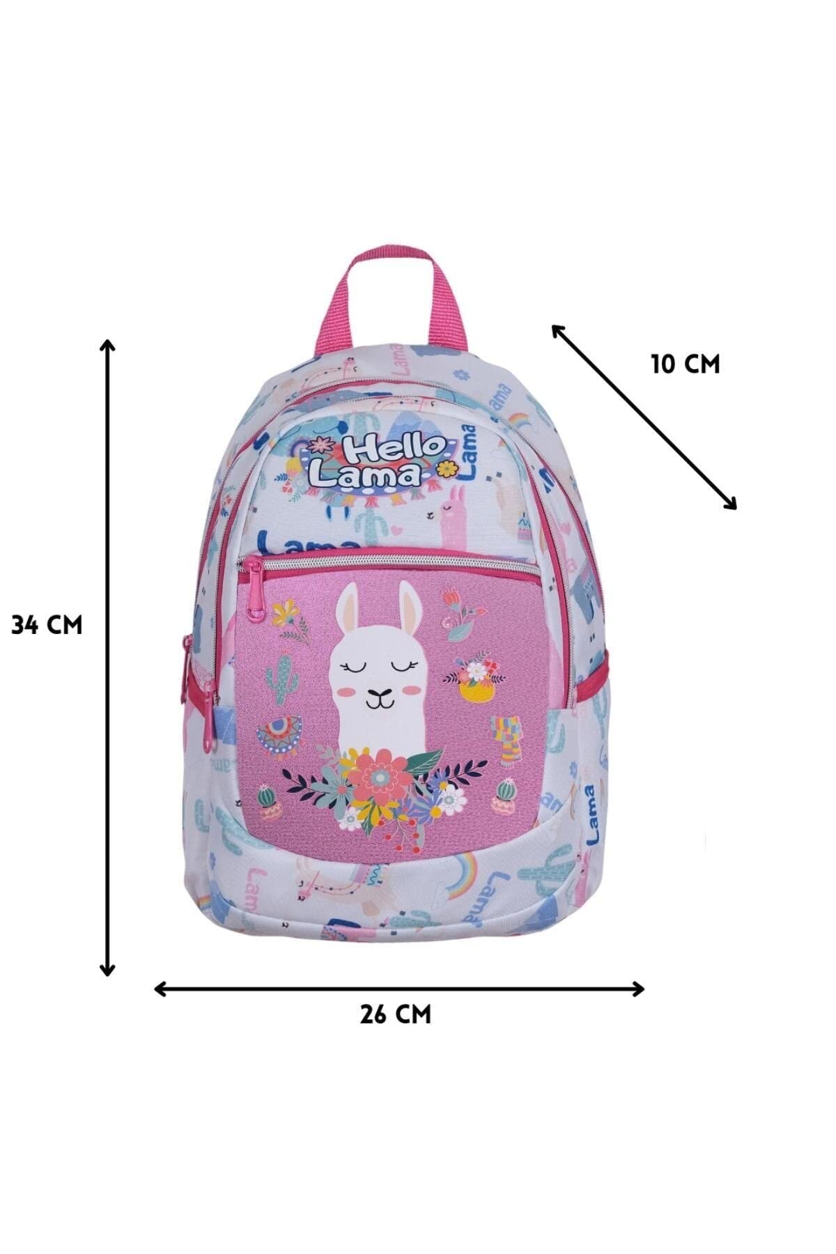 TahTicMer Anaokul Sırt çantası Kız Erkek Unisex Ortopedik Astarlı Su Geçirmez 5 6 7 Yaş Lama Beyaz