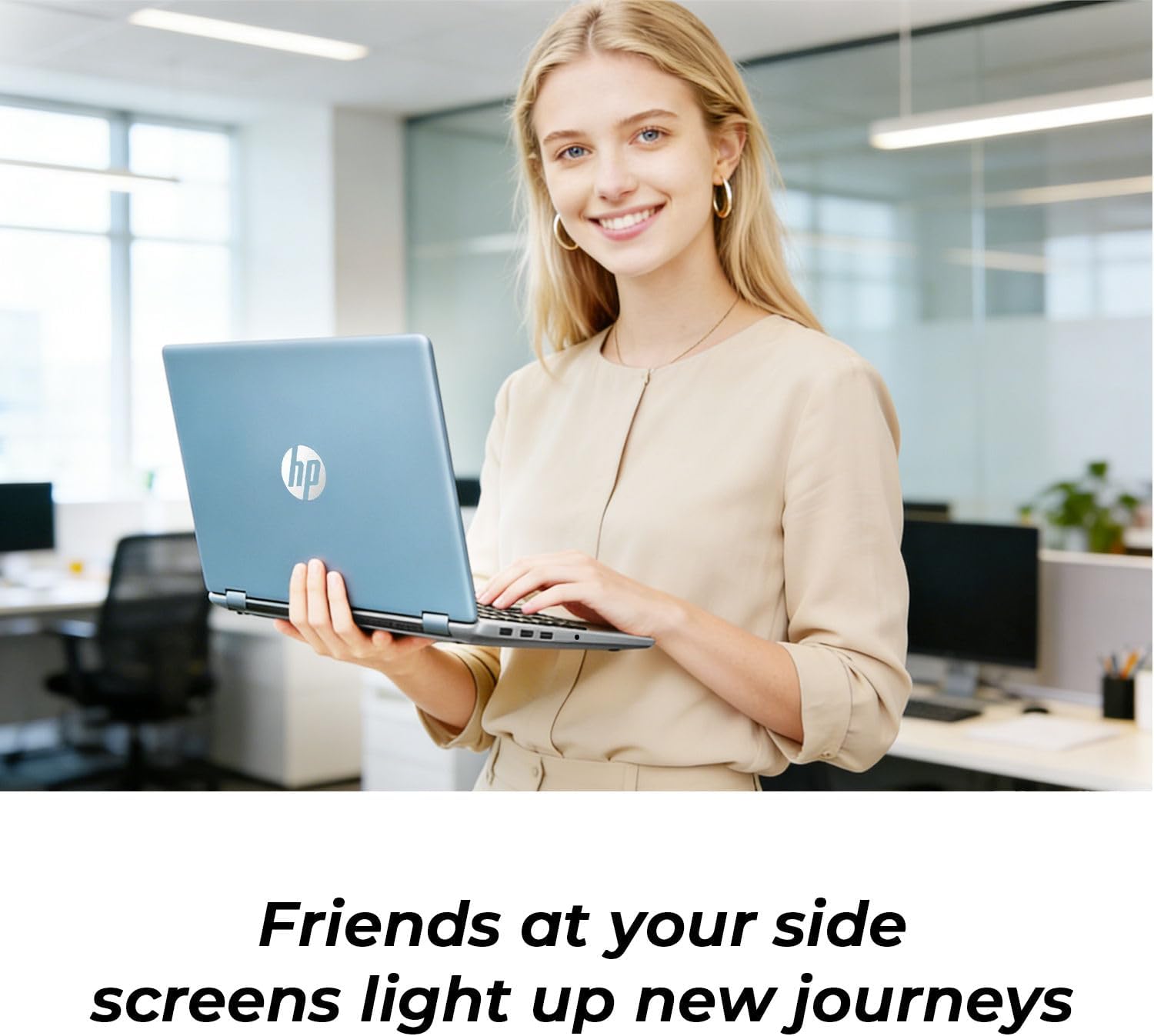 HP 14" Moonlight Blue Laptop with Office 365, AMD CPU, 4GB DDR5 RAM, 1.1TB Storage (128GB SSD and 1TB OneDrive), HD Display, Windows 11, Energy-Efficient & Quiet Performance