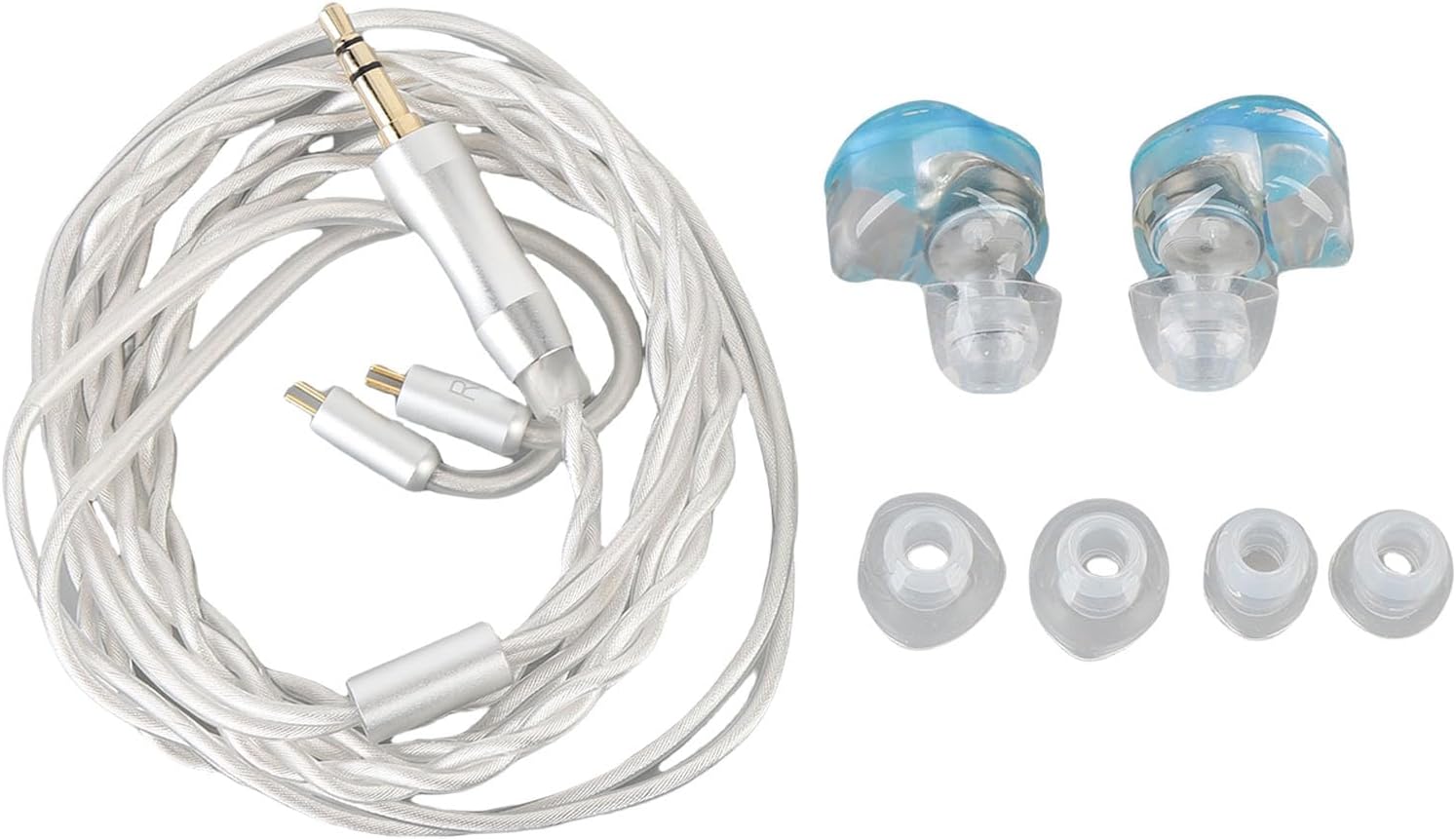 Gugxiom IEM in Ear Monitor Earphones, in Ear Monitor Headphones with 3.5mm Plug Detachable Cable, Noise Canceling HiFi Wired IEM Earbuds for Musicians, Singer, on Stage (Light Blue)