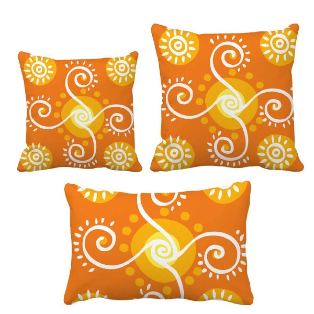 Housse de coussin orange à motif totems de civilisation antique 40x40