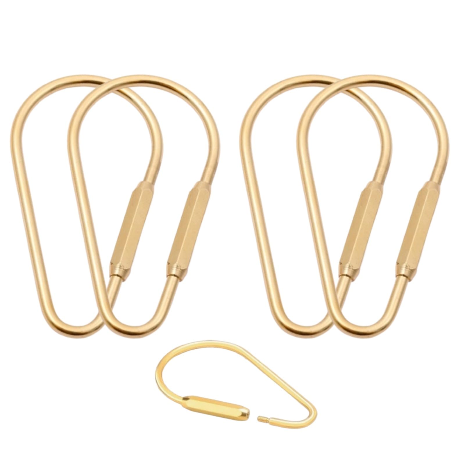 Gold Carabiner Clip 2 Pack Brass Screw Lock Keychain With Rings - Secure Key Holder For Men & Women Secure Key Organizer