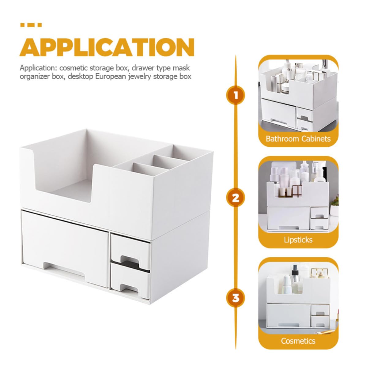 Organizzatore Porta Trucchi in Plastica Bianco Doppio Strato, Contenitore Cosmetici da Banco Facile da Pulire e Organizzare per Cassetti e Tavoli