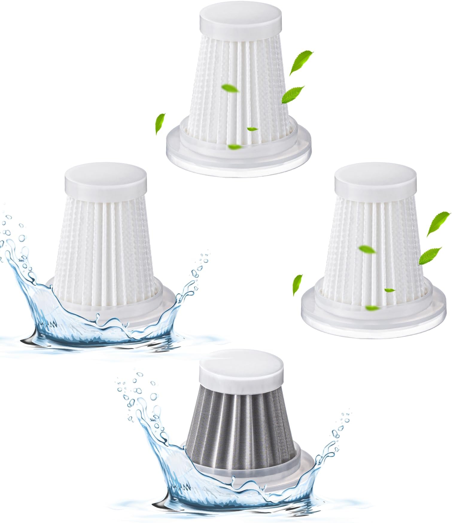 4-Pack Vacuum Filter Replacement, Washable and Reusable Handheld Vacuum Filter, Includes 3 HEPA Filters & 1 Steel Filter, Vacuum Filter Compatible Only with xCool Handheld Vacuum Cordless