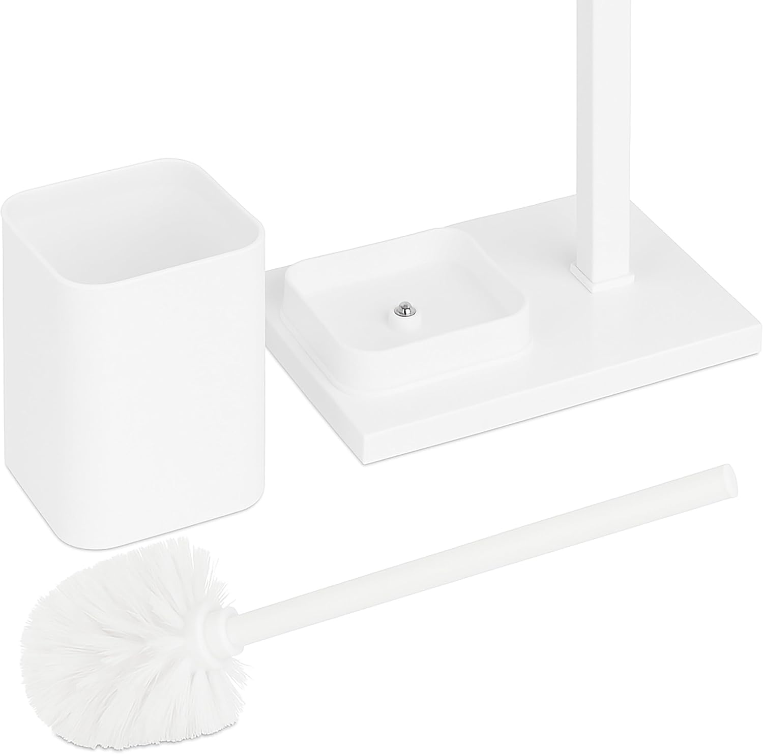 Relaxdays Toilet Brush Holder 67.5 x 20 x 15.5 cm Metal Toilet Paper Holder White