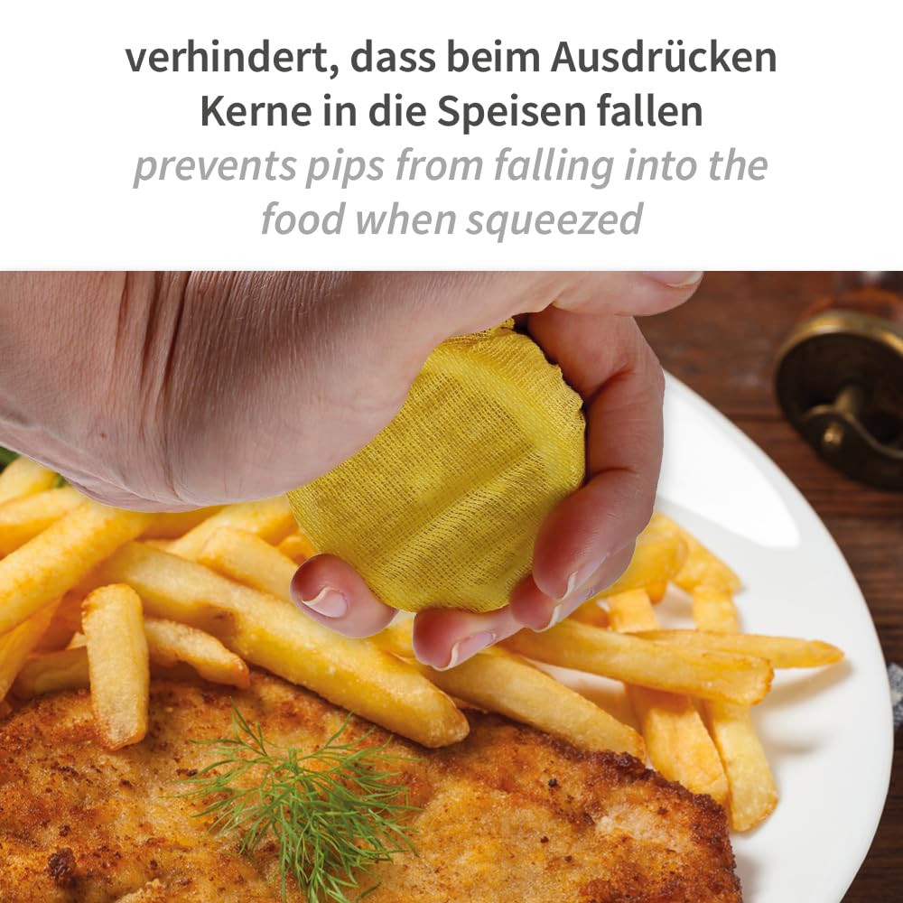 FRANZ MENSCH 100 Stück Hygostar Zitronenserviertücher Lemon Wrap | Baumwolle, Ø: 22cm, in verschiedenen Farben, Serviertuch lebensmittelecht