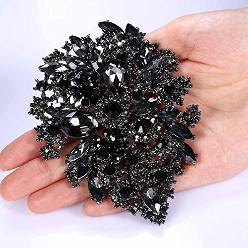 EVER FAITH Women's Austrian Crystal Vintage Style Flower Leaf Cluster Brooch Pendant2