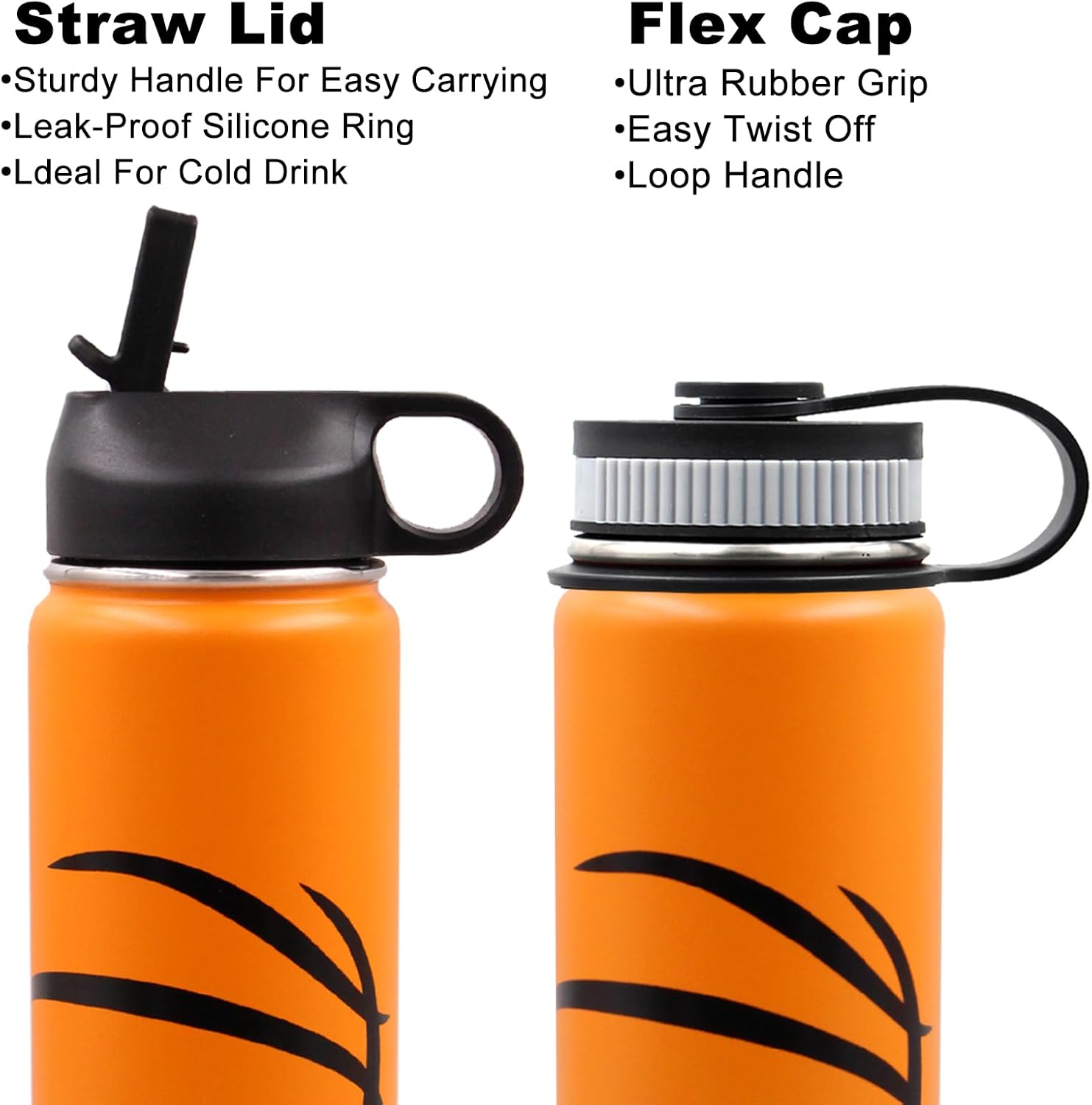 22 oz Basketball Water Bottle, Sports Flask Metal Travel Tumbler with 2 Lids, Stainless Steel Double Wall Vacuum Insulated Leak Proof Water Bottles, Basketball Accessories Stuff Gifts for Boys Girls - Image 3