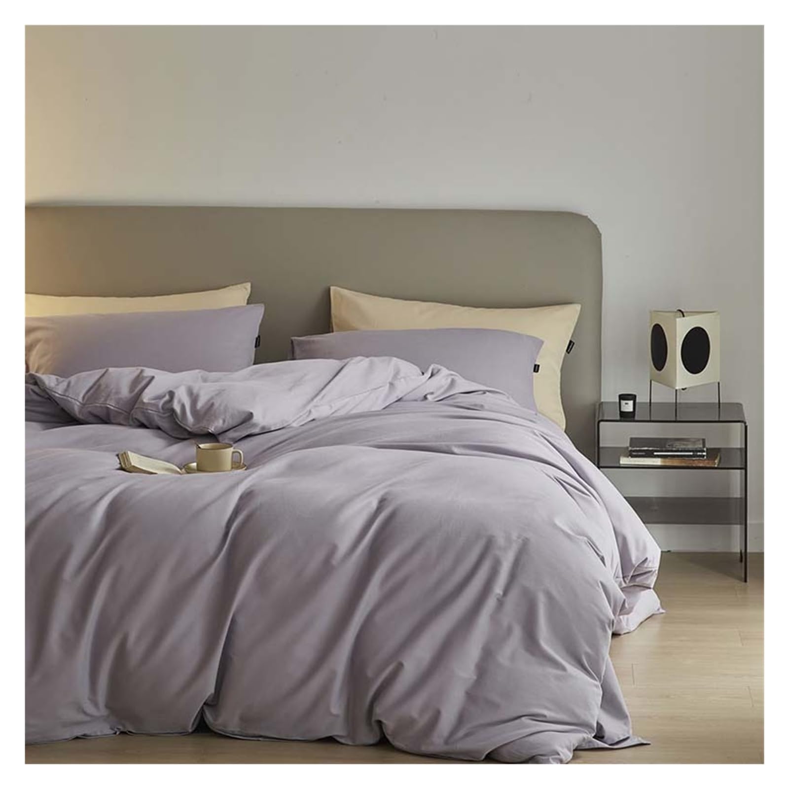 Housse de couette coton lavé parure de lit cocooning et douce pour chambre parentale