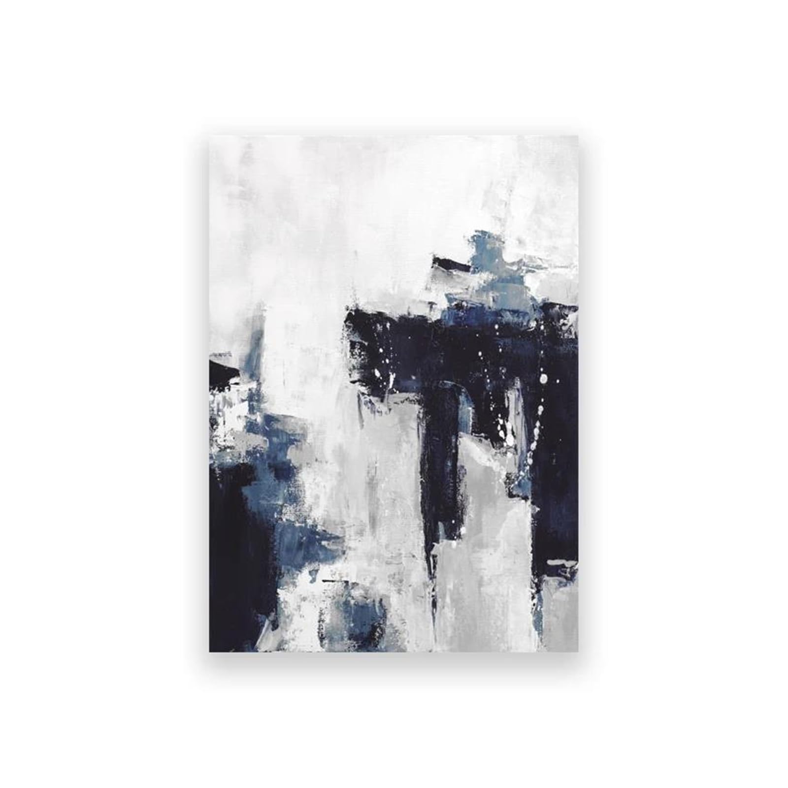 Tableau abstrait bleu et gris, peinture sur toile apaisante pour chambre zen