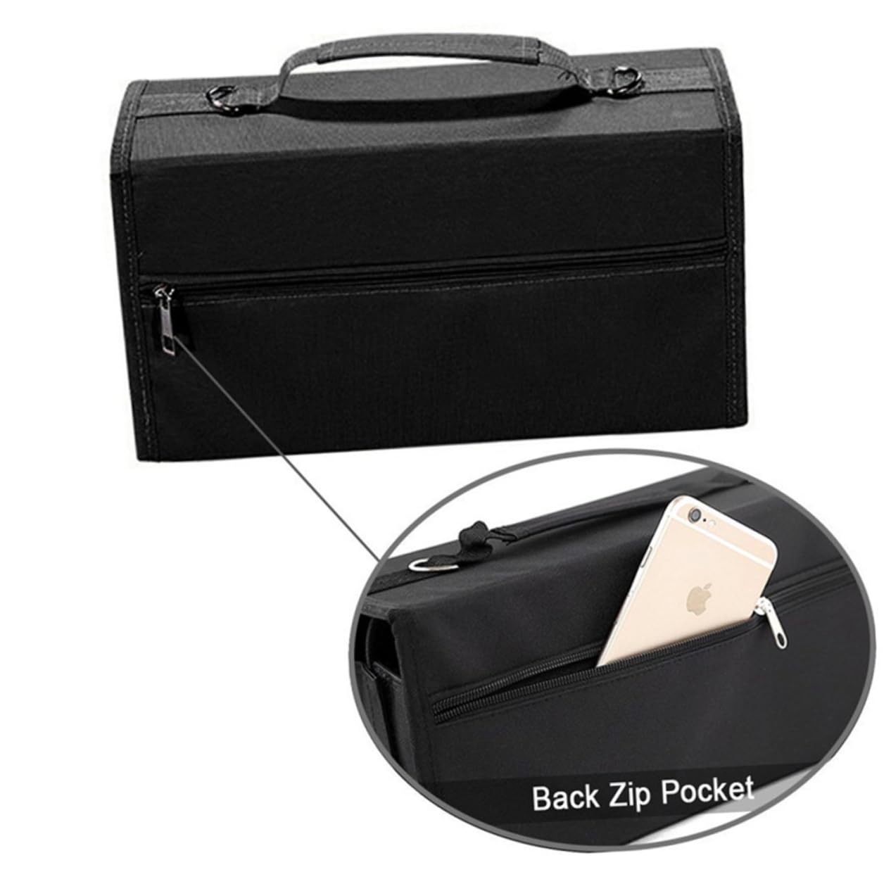 Astuccio Organizer per Pennarelli 80 Scomparti, Borsa Portatile Nera