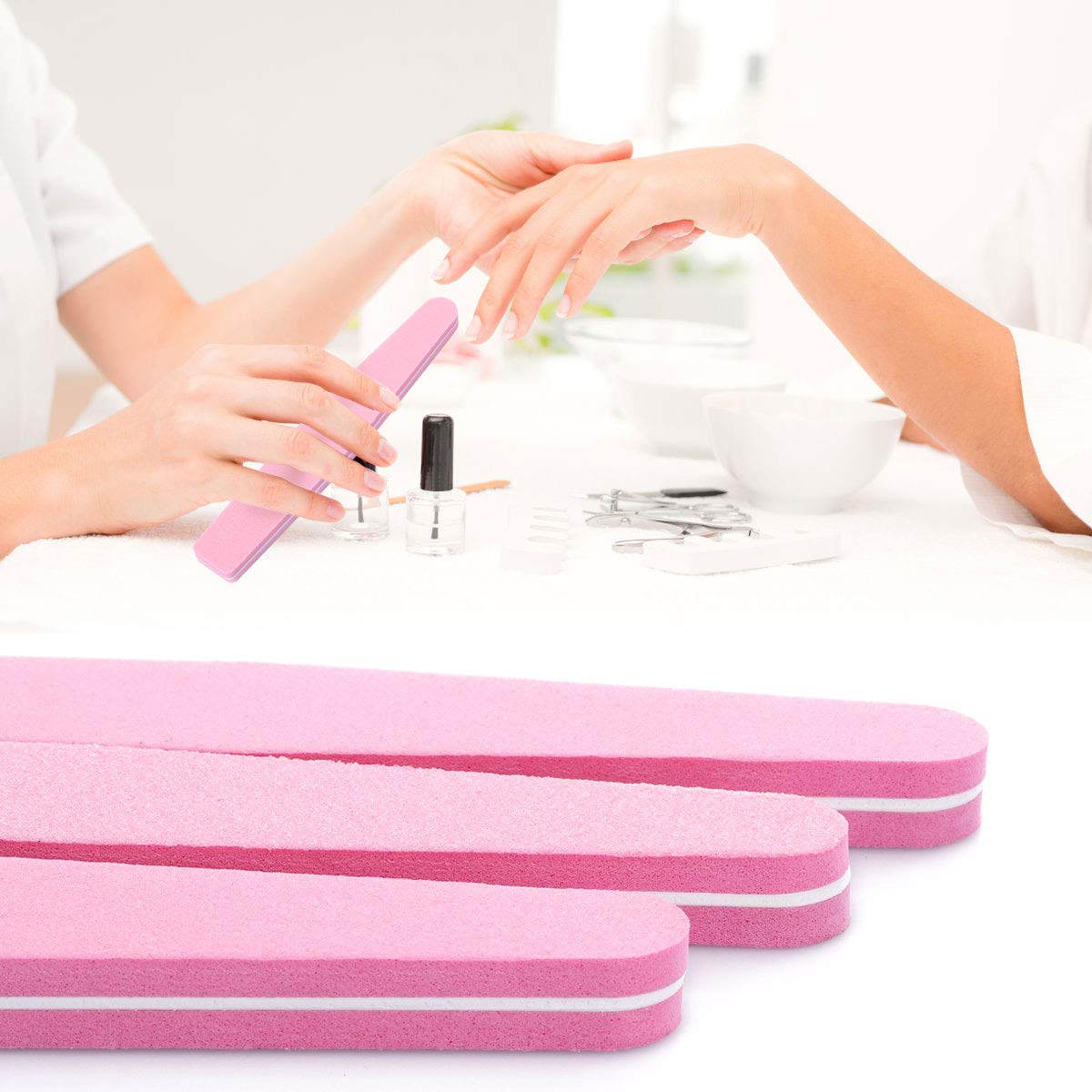 20Pcs Nail Buffers Block Files Sponge Washable Double Sided 100/180 Sanding Buffing File for Acrylic Nails, (Pink) : Beauty & Personal Care