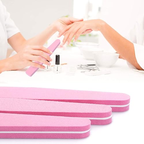 Miniatura 6 de Paquete de 20 pulidores de uñas de grano 100180, bloque de esponja, lima de uñas para uñas acrílicasnaturales, color rosa